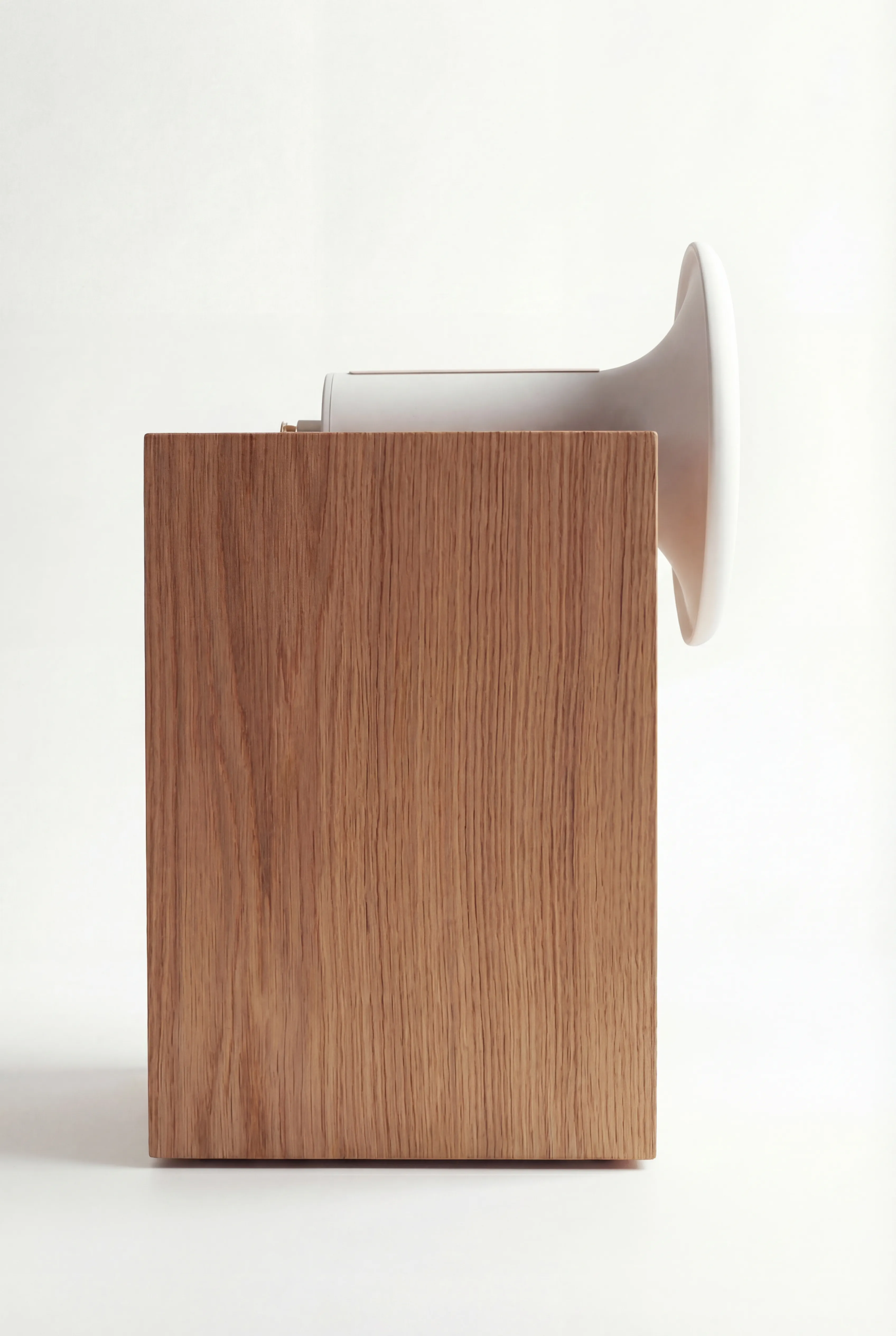 Amour side profile, oak cabinet with white horn